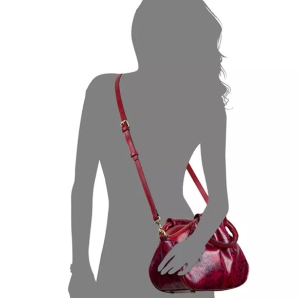 NEW PATRICIA NASH MILBURN BURGUNDY RED ROSES PLEATED LEATHER VINTAGE STYLE BAG - Picture 4 of 5